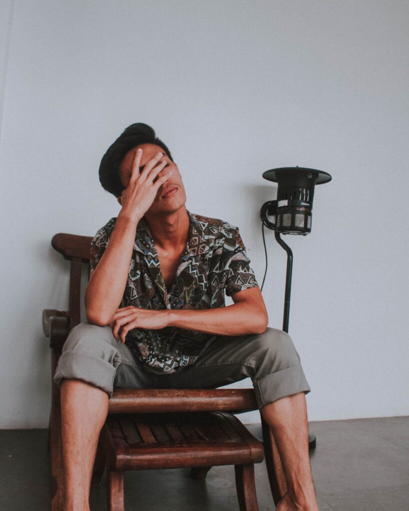 young man looking upset